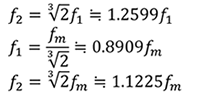 𝑓_2=∛2 𝑓_1≒1.2599𝑓_1